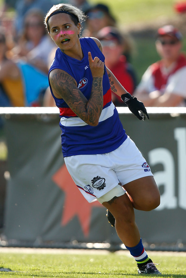 AFL 2016 Womens Exhibition - Western Bulldogs v Melbourne Moana Hope's three early goals were the difference against the Demons - ${keywords}